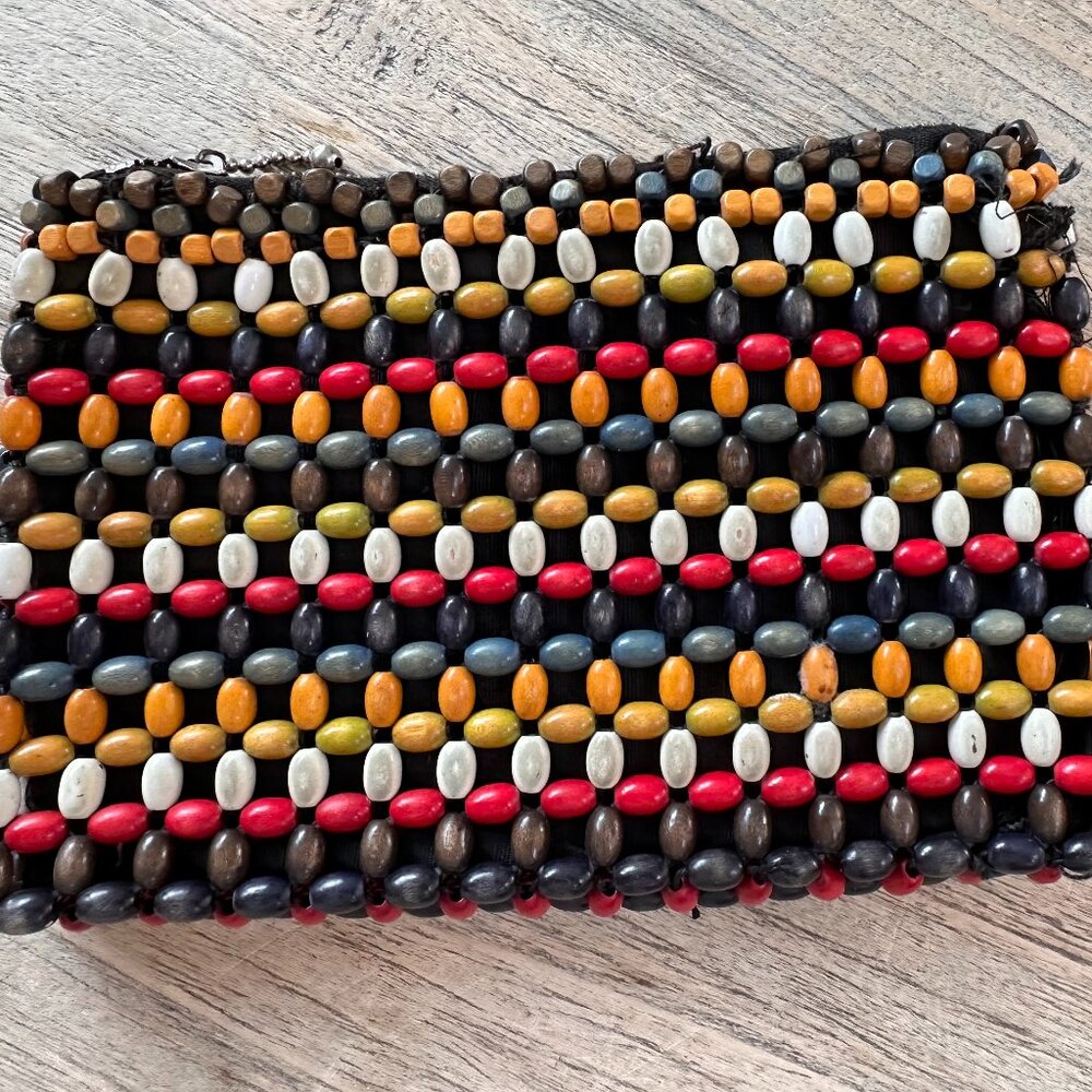 Vintage Wooden Bead Purse